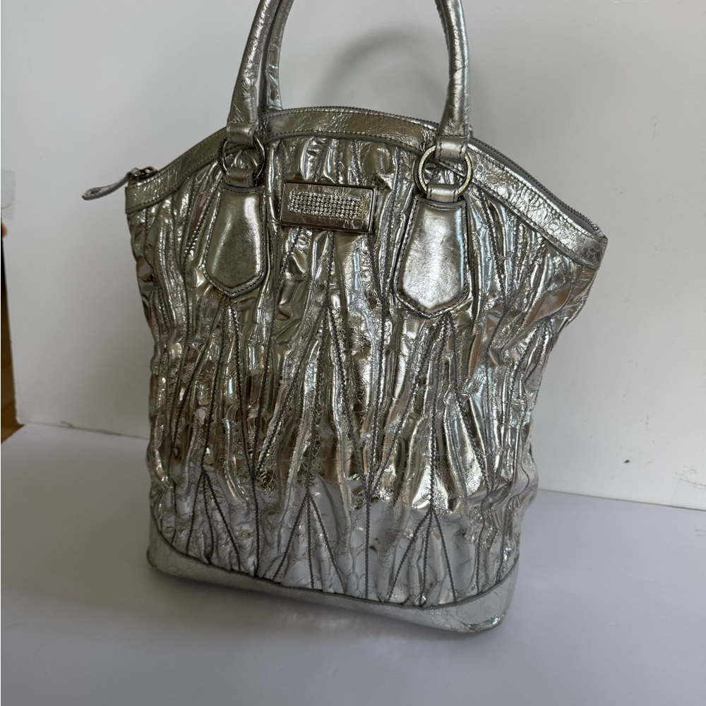 Gianfranco Sisti silver leather tote shoulder bag